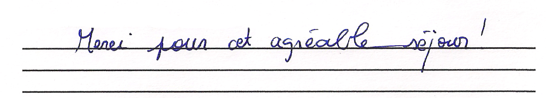 Merci pour cet agr�able s�jour !